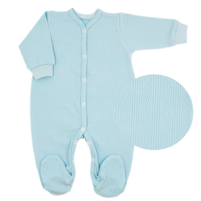 Zīdaiņu kokvilnas rāpulītis ar piedurknēm  "Natural blue" 