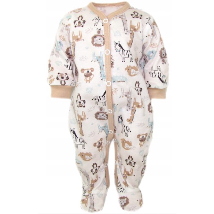 Zīdaiņu kokvilnas rāpulītis ar piedurknēm  "Jungle Beige" 