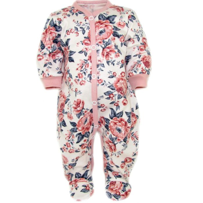 Zīdaiņu kokvilnas rāpulītis ar piedurknēm "Flora" 