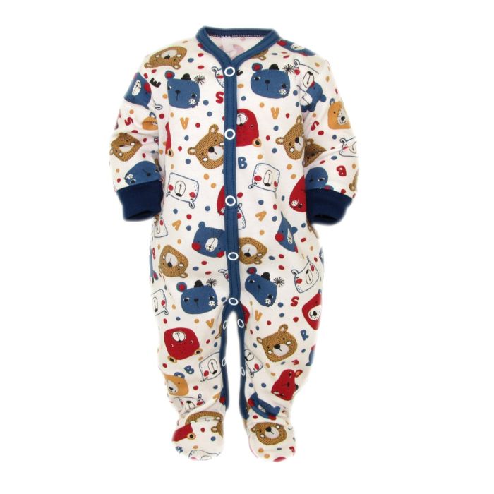 Zīdaiņu kokvilnas rāpulītis ar piedurknēm  "Teddy" 