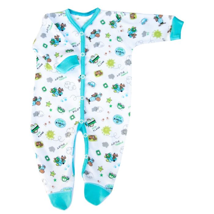 Zīdaiņu kokvilnas rāpulītis ar piedurknēm "Pilot" 