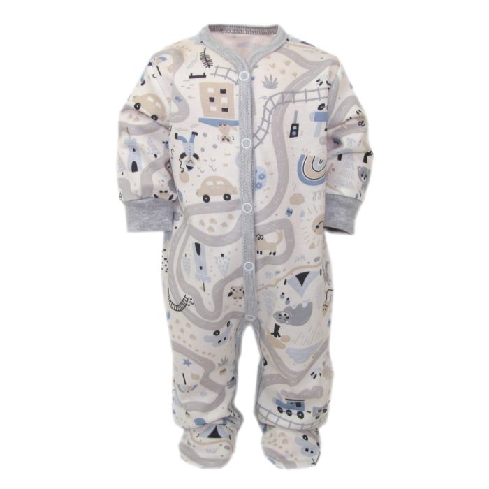 Zīdaiņu kokvilnas rāpulītis ar piedurknēm "Sunny days" pelēks