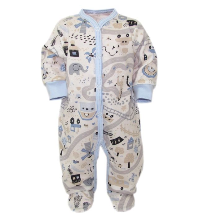 Zīdaiņu kokvilnas rāpulītis ar piedurknēm "Sunny days" zils