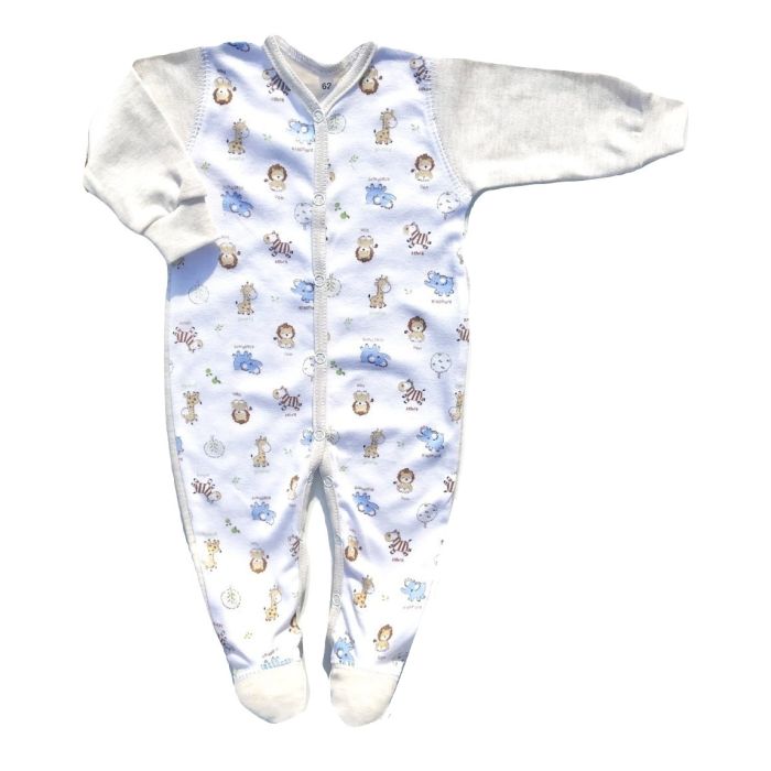 Zīdaiņu kokvilnas rāpulītis ar piedurknēm "Zoo"