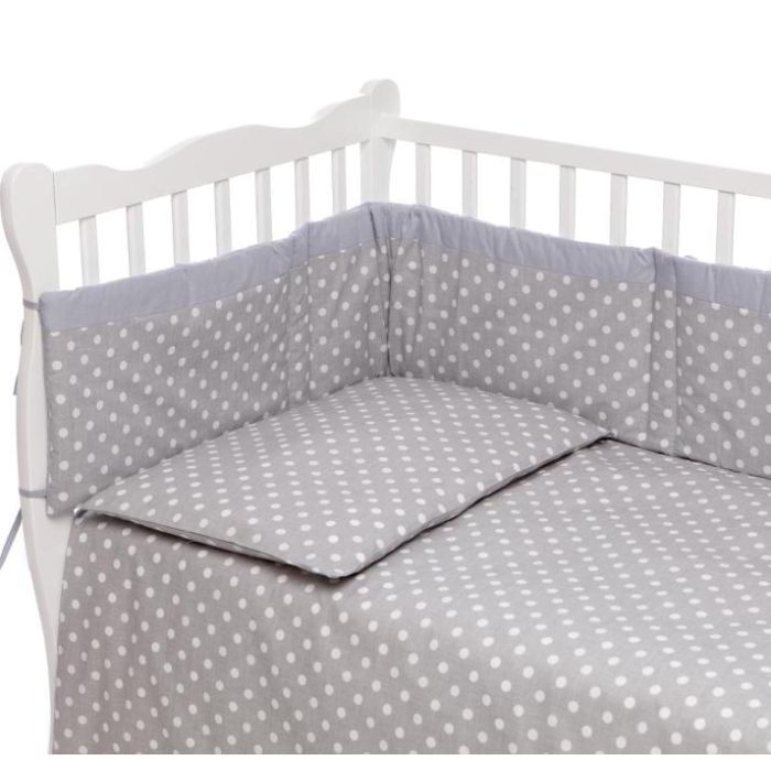  Bērnu gultas veļa ar apmales "Dots"  pelēks