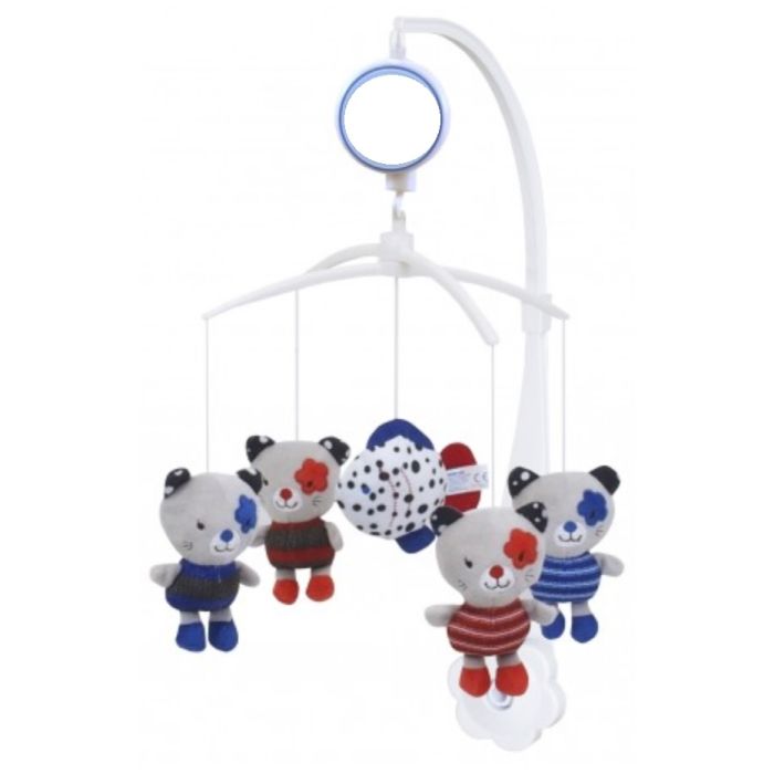 Muzikālais karuselis mazuļa gultiņai "Meow" ar mīkstām mantiņām