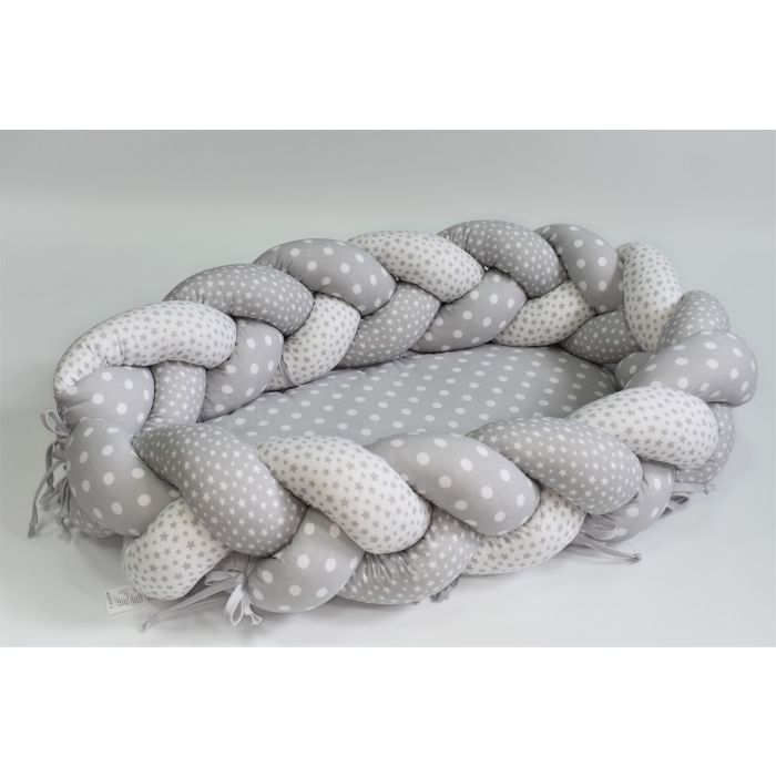 2 in 1 Mazuļa kokons ligzdiņa (+Bērnu Gultas Apmales) -  "Stars" pelēks