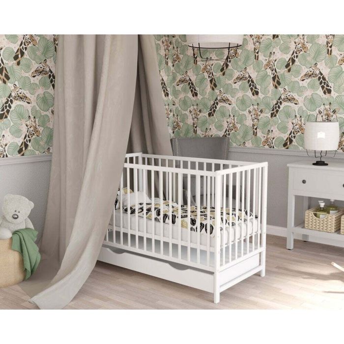 Bērnu gultiņa ar atvilktni "Magda" 120x60 cm balta krāsā