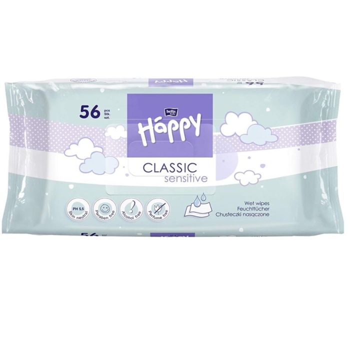 Drėgnos servetėlės Bella Happy "Sensitive" 56vnt