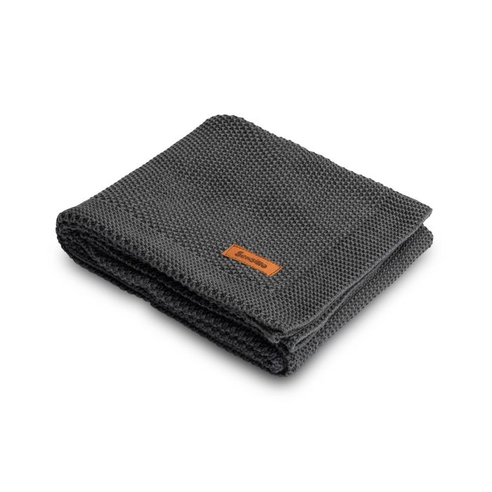 Adīts kokvilnas pleds "Mama" 100x80 cm tumši pelēks