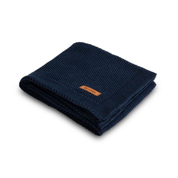 Adīts kokvilnas pleds "Mama" 100x80 cm tumši zils