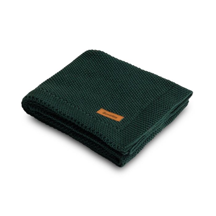 Adīts kokvilnas pleds "Mama" 100x80 cm tumši zaļa