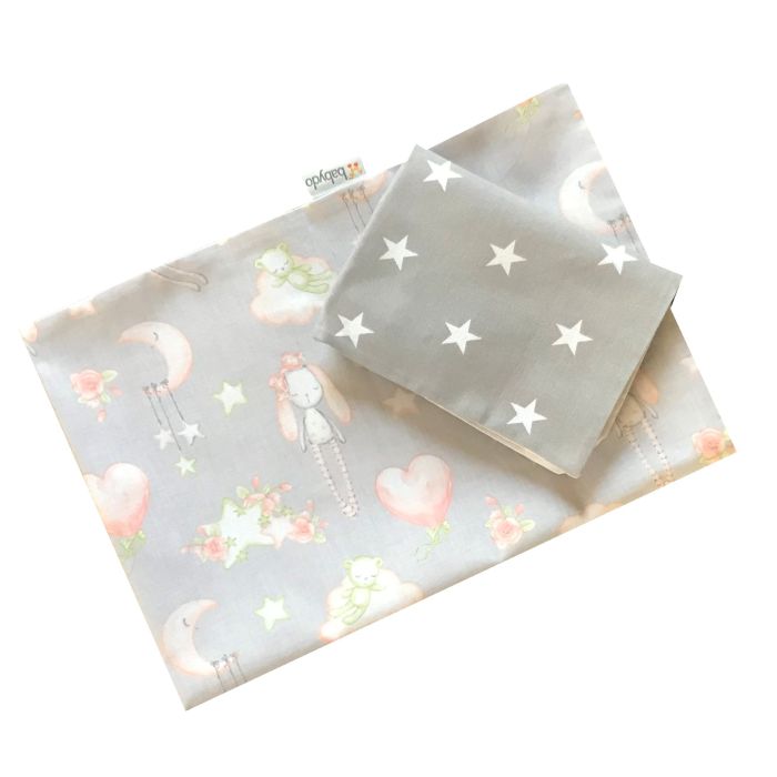 Bērnu gultas veļa ratiem "Bunny and stars"