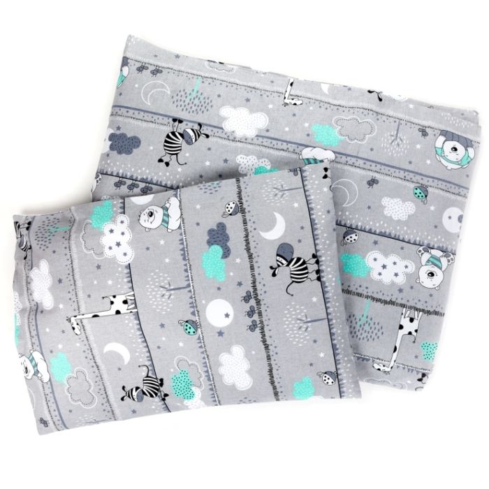 Bērnu gultas veļa ratiem "Safari", tirkīzs