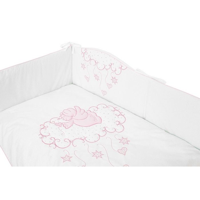 Bērnu gultas veļa ar apmales "Angels" rozā