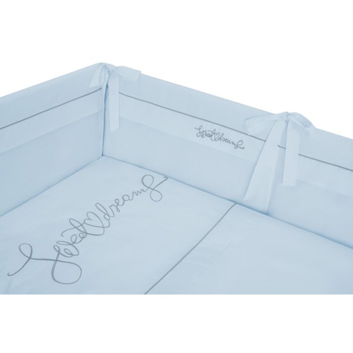 Bērnu gultas veļa ar apmales "Sweet dreams" zils