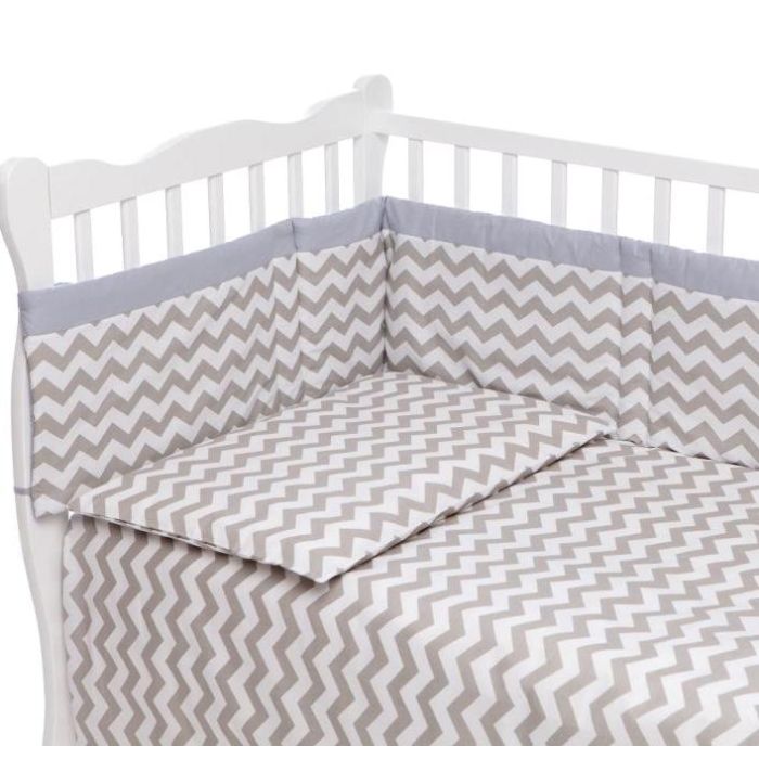  Bērnu gultas veļa ar apmales "Zigzag"  pelēks