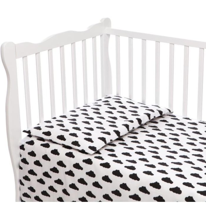 Bērnu gultas veļa 135x100 "Clouds" balts