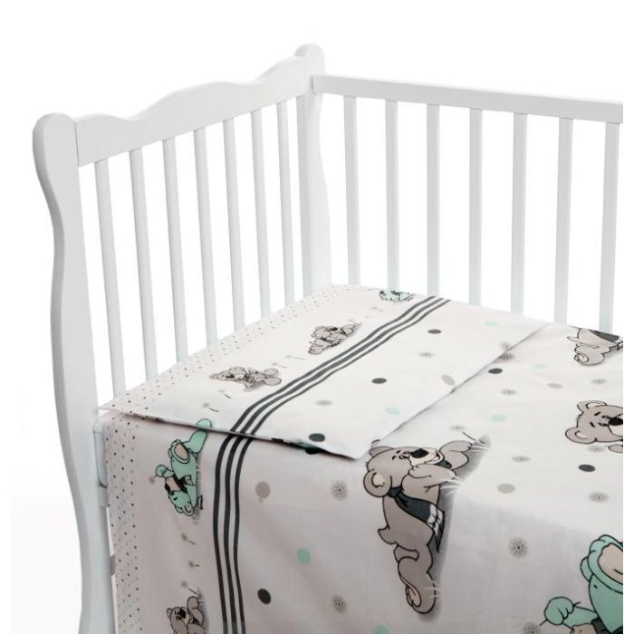 Bērnu gultas veļa 135x100 "Bears" tirkīza