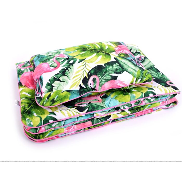 Komplekts ratiņiem "Pink flamingo" sega 60x75cm un spilvens 35x25cm