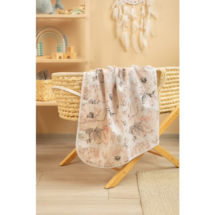 Bērnu muslīna sedziņa "Light flowers" 80x100 cm