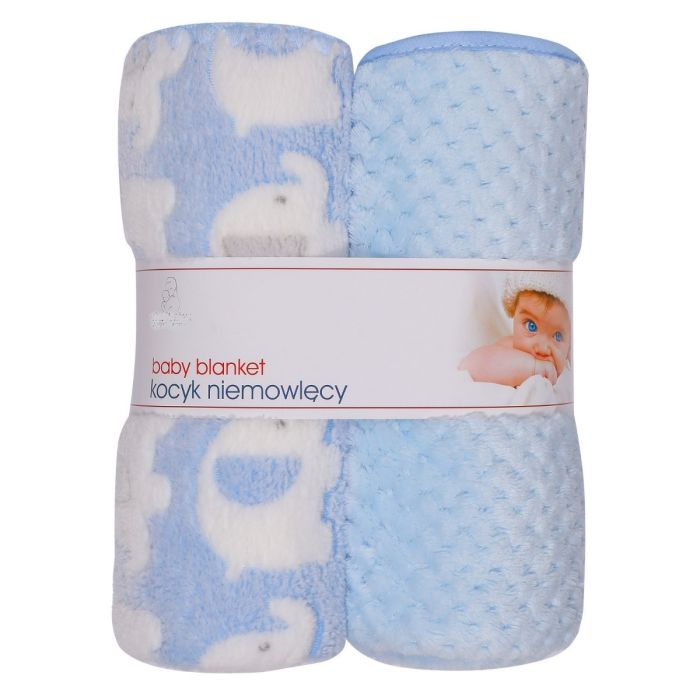 Bērnu pledi "Duo elephants" 90x80 cm zils, 2 gab.