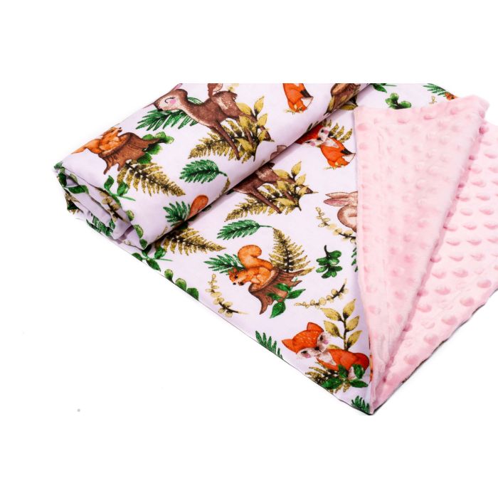 Bērnu pleds 100x75cm "Forest family" rozā