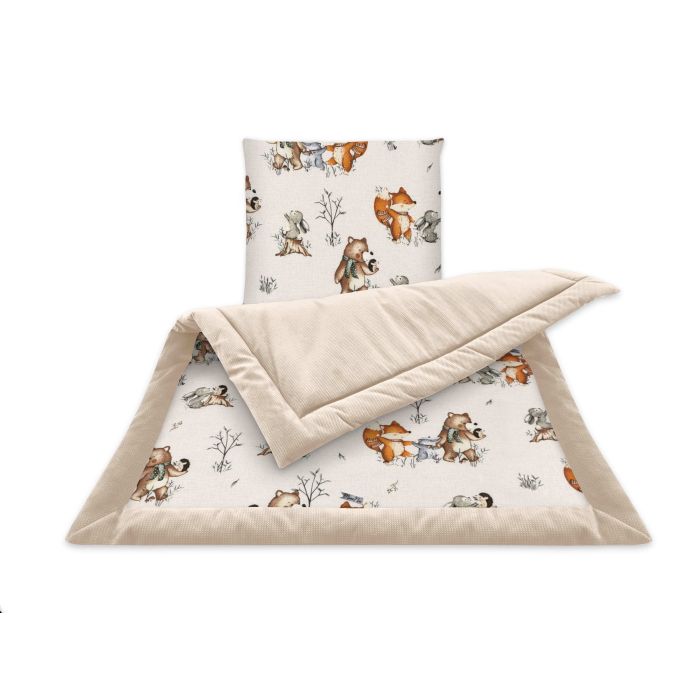 Bērnu pleds un spilvens "Forest family beige"