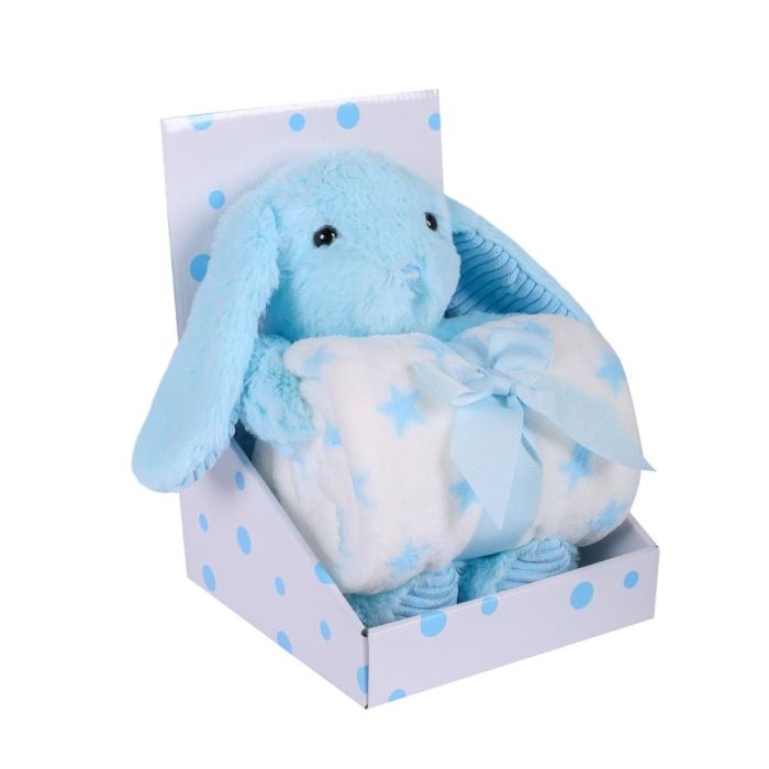 Bērnu sega 100x75cm  ar rotaļlietu "Bunny" zils