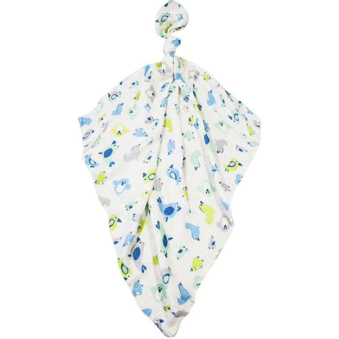 Bambusniedru autiņš "Putniņi" 30x30cm zils