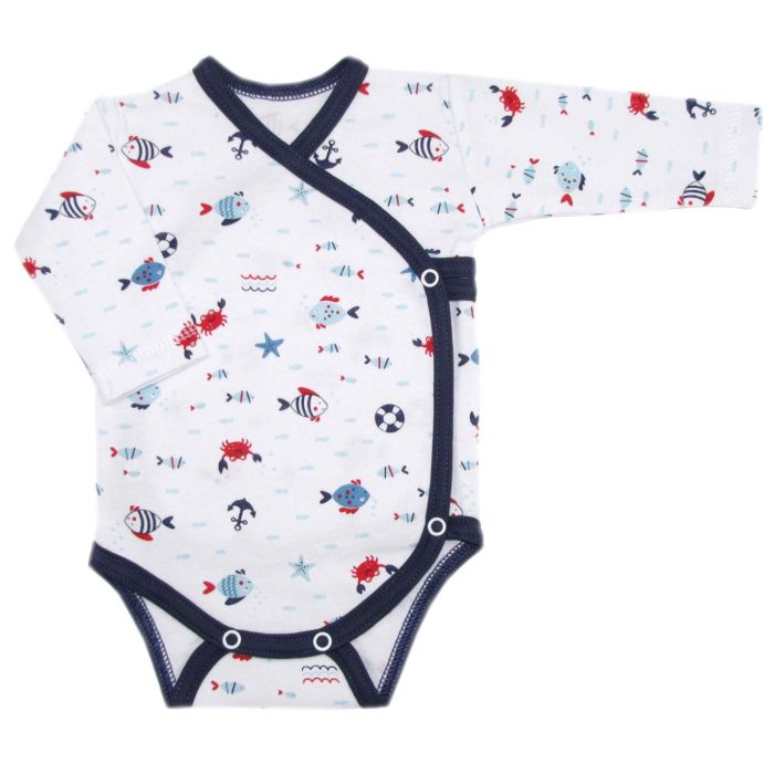 Bodijs ar garām piedurknēm "Crabs navy"    