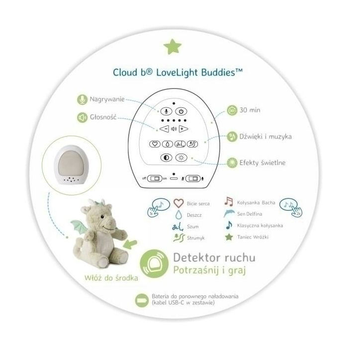 Cloud B mīkstā rotaļlieta ar mūziku Dragon 7701