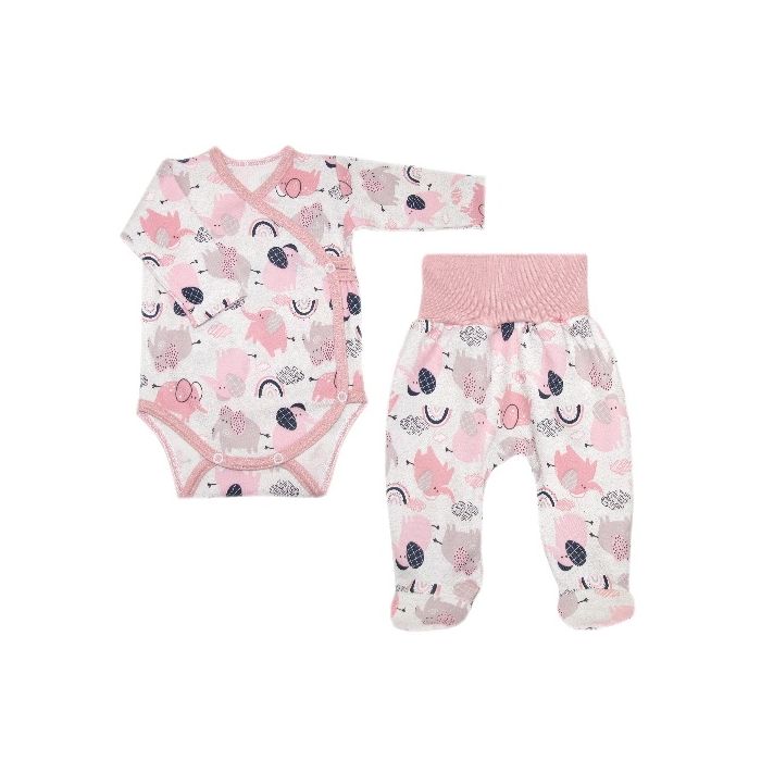 Drabužėliai kūdikiui "Jumbo" 2 dalių rausvi