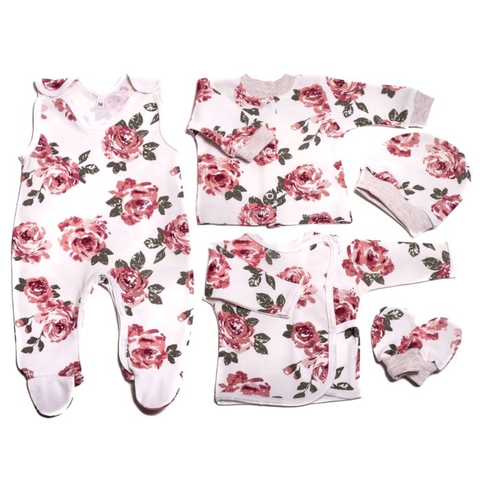 Bērnu komplektiņš no 5 daļam "Roses" balts