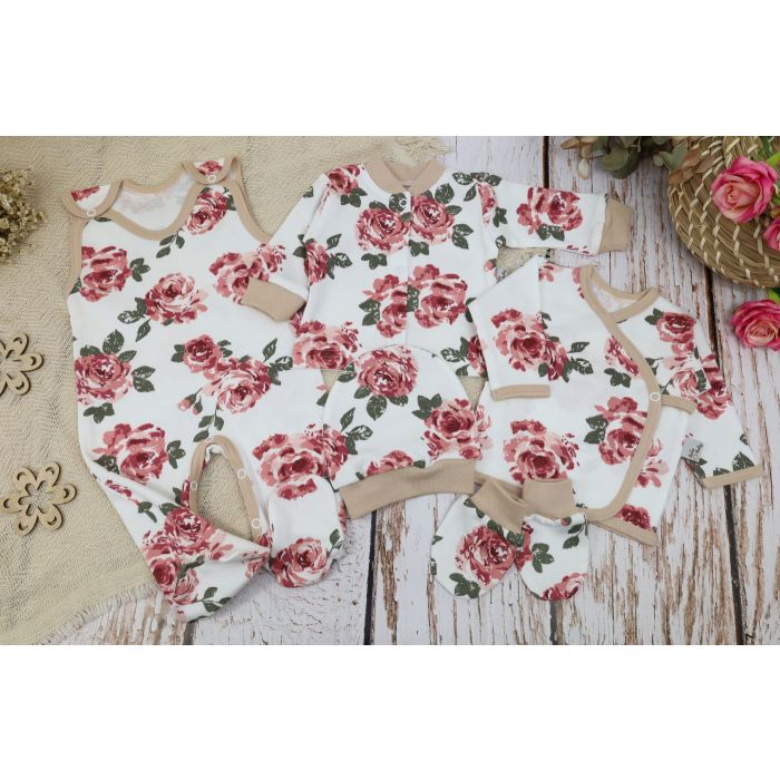 Bērnu komplektiņš no 5 daļam "Roses" beige