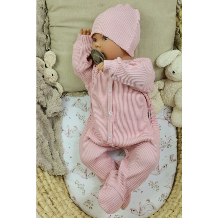 Zīdaiņu rāpulītis ar piedurknēm  "Lined lux" pale rose