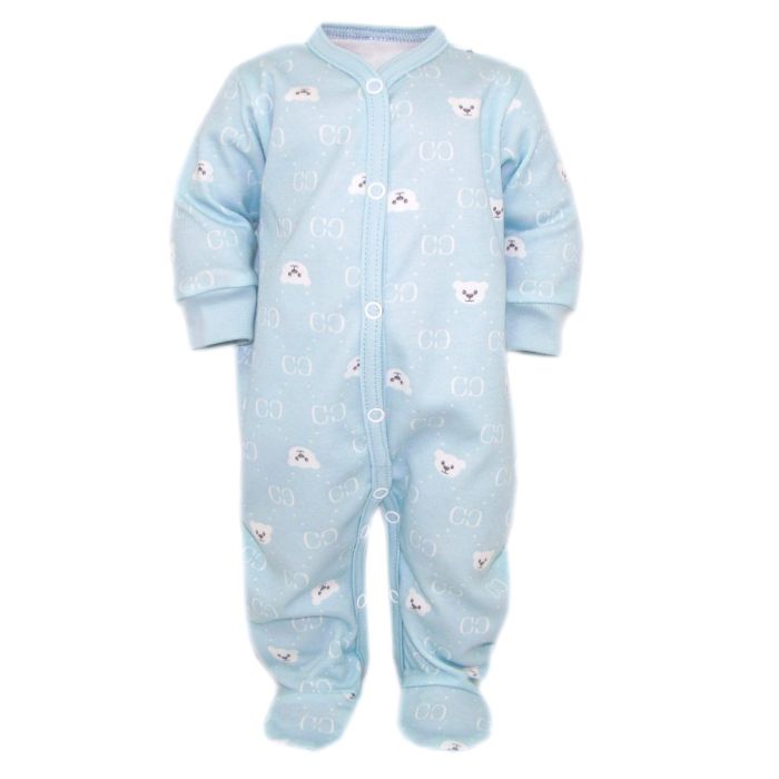 Zīdaiņu kokvilnas rāpulītis ar piedurknēm "Bear glamour mint " 