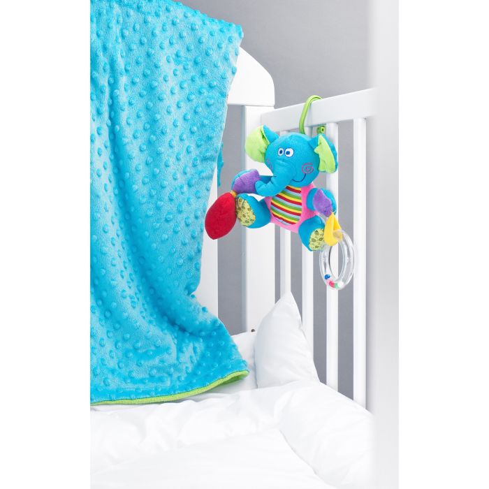 Mīksta izglītojoša mantiņa "Zilonītis" ar vibrofunkciju un grabuli