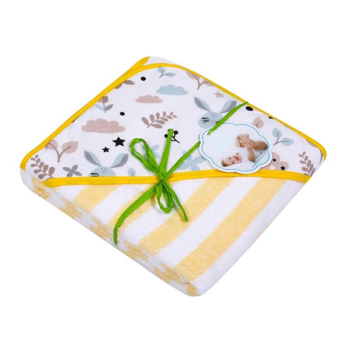 Bērnu dvielis ar kapuci "Stripes" 100x100cm dzeltens