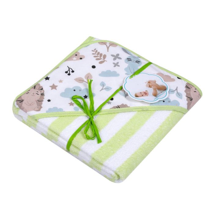 Bērnu dvielis ar kapuci "Stripes" 100x100cm zaļš