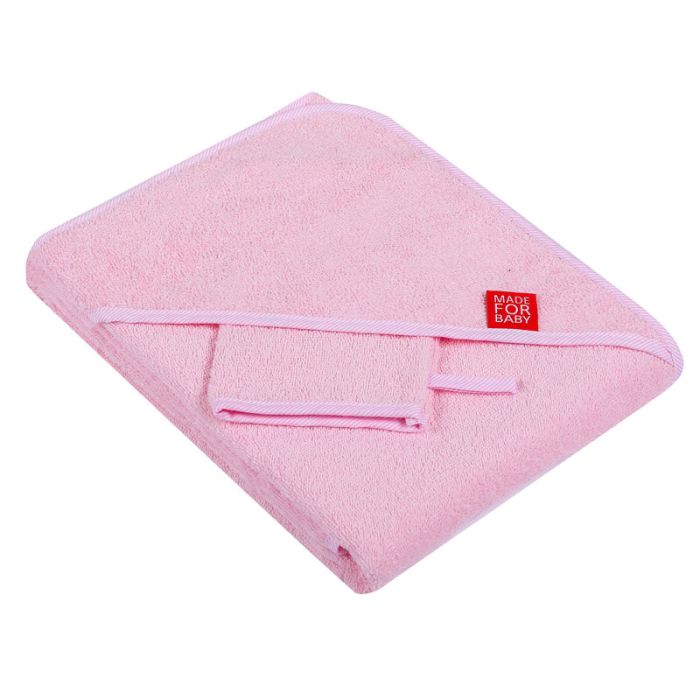 Bērnu dvielis ar mazgāšanai "Blank" 80x80 cm rozā