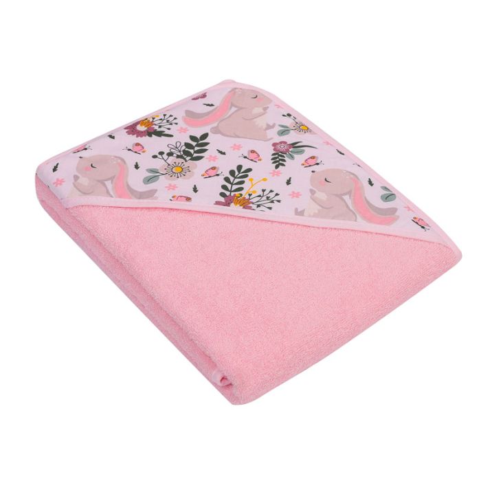 Dvielis ar kapuci "Bunny&Flowers" 80x80 cm "frotte" 