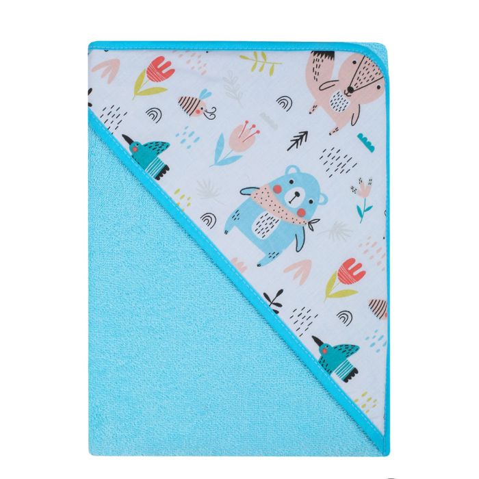 Dvielis ar kapuci "Fox & Bear" 80x80 cm "frotte" tirkīza