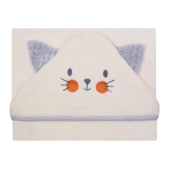 Dvielis ar kapuci "Cat" 100x100cm "frotte" gaiši dzeltenīgs