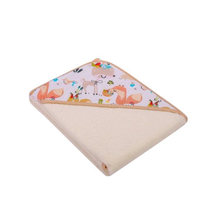 Dvielis ar kapuci "Best friends" 80x80 cm "frotte" gaiši dzeltenīgs