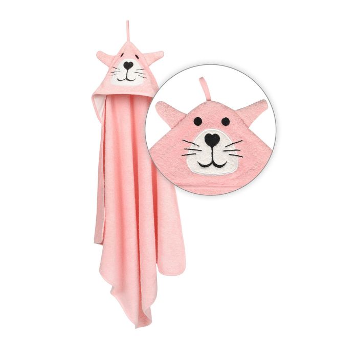 Dvielis ar kapuci  "Jimmy" 80x80 cm rozā