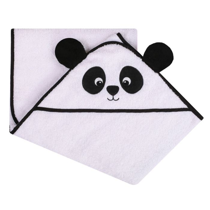 Dvielis ar kapuci  "Panda" 100x100cm "frotte", balts