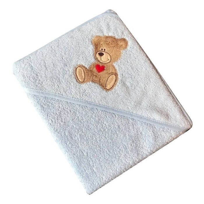 Dvielis ar kapuci  "Teddy bear" 80x80cm "frotte" zils