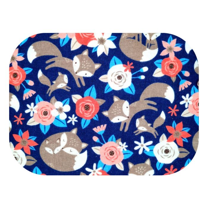 Autiņš flanēļa "Fox" 70x80 cm, ar zīmējumu, 1gb. tumši zils