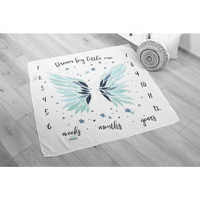 Muslina autiņi (foto fons) mazuļiem "Wings" 120x120cm